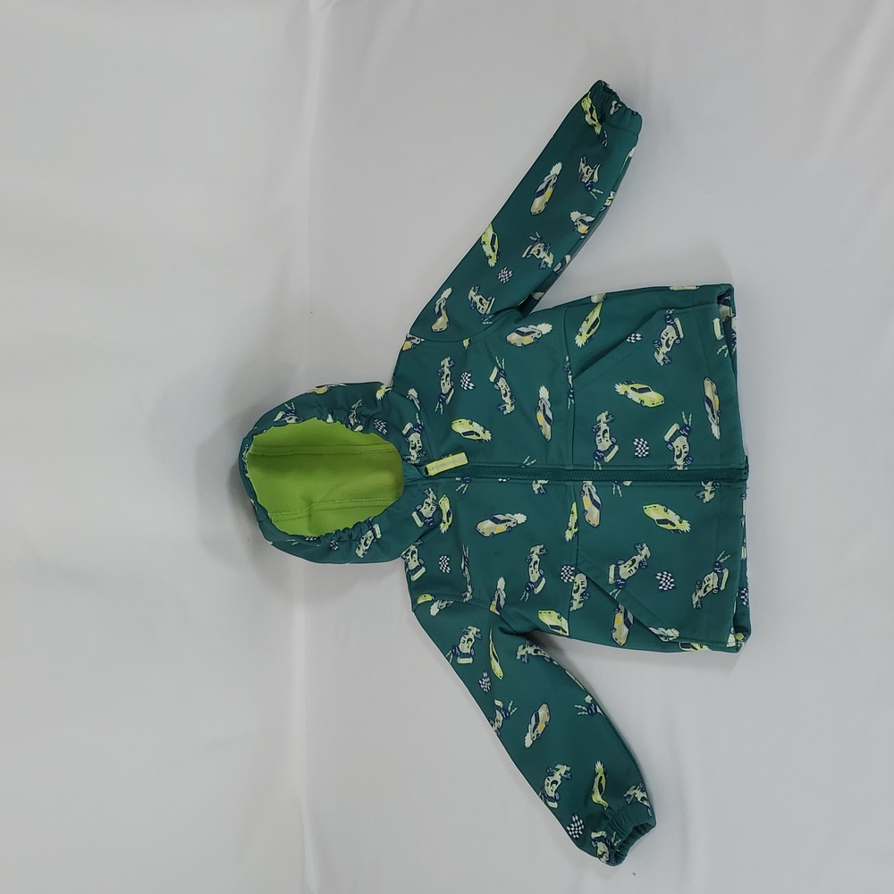 Cat & Jack Toddler Boys' Full Zip Racecar Softshell Jacket ~ Green